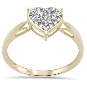💖 14K Yellow Gold Diamond Heart Ring – 0.09ct, G SI Diamonds, Size 6.5 ✨